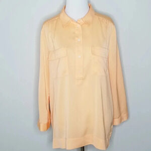 J. Crew Orange Long Sleeve Popover Blouse M